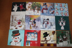 12 pcs napkins with snowmen