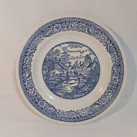 Vintage angol tájkép mintás kék-fehér falitányér (25,5 cm)