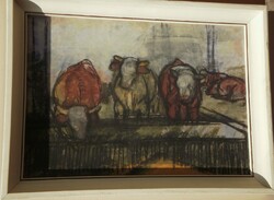 (K) Szilvássy Pál (1920–1996): Cows by the barn