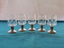 Vintage Alpaca Footed PÁLINKÁS GLASSES Set of 5