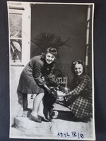 Régi fotó 1942-es eredeti fotó – két fiatal nő kutyával