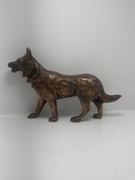 Bronzírozott fém kutyaszobor – 30 cm