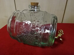 Green Glass Grape Pattern Wine Barrel, Length 18 cm. Jókai