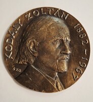 Kodály Zoltán 1882-1967 bronz plakett Szabó Gábor szignóval dobozban