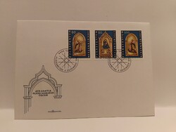 Liechtenstein 1995 Karácsony Lorenzo Monaco festmények teljes sorozat ritka FDC borítékon