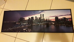 Nagy hangulatos dekorációs falikép üveg nélkül. 92x31 cm.