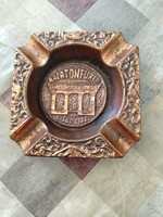 Retro tömör sárgaréz hamutartó – Balatonfüred Gyógyforrás domborművel