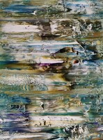 Baján Ildikó festmény 80 x 60 cm. Kék bolygó.