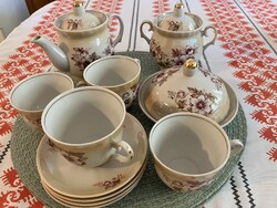 Vintage/retro szovjet gyöngyházfényű porcelán teás készlet 4 bögrével