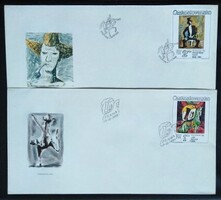 CSf2885-8 /  Csehszlovákia 1986 Cirkuszi és varieté-produkciók festményeken bélyegsor FDC-n