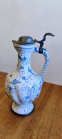Ritka vintage Ulmer Keramik óntetős boroskancsó (30 cm, 0.7L) – 1950/60-as évek