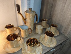 Gyönyörű, hibátlan Włocławek, aranyozott retro porcelán kávéskészlet - 6 személyes, hi