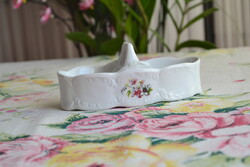 ARPO Curtea de Argeș Romanian porcelain two-compartment spice jar, floral pattern, 14 cm