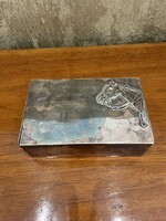 SILVER-PLATED Wooden Box with Embossed Horse Head Decoration