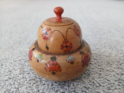 Faragott, festett 2 részes vintage fa doboz, tároló, ékszertartó, fűszertartó