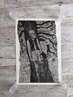 Sz. Kovács Géza (1938–): Kapufaragó – monumentális erdélyi linómetszet, 1972 – 65 × 44 cm