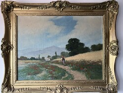 Neogrády László festmény, 80x60 cm keret nélkül, gyönyörű antik keretben