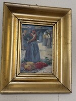 Pállya Carolus: Parasztasszony kék ruhában