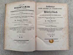 Francesco Valentini: Német–olasz / olasz–német nagyszótár – 2 kötet – Leipzig, 1832 – korabeli bőrkö