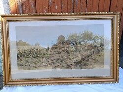 • Nagyméretű Feszty-körkép antik litográfia pár (110x68 cm) – „Árpád és a vezérek” & „Áldozat Hadúrn