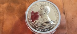 Kósa István: 4 uncia (124,4 g) szín EZÜST óriás érem – Horthy Miklós 140. Évforduló + Certi