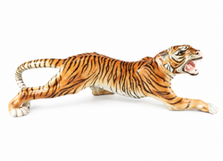 HERENDI, VADÁSZÓ TIGRIS 44 CM KÉZZEL FESTETT PORCELÁN FIGURA MCD, HIBÁTLA! (J042)