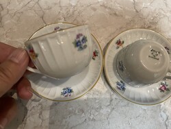 Ritka Epiag mini porcelán kávéskészlet virágmintás vitrin állapotban