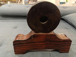 Antik német asztali barométer faragott fa tokban, bajor címerrel (24.5 cm)