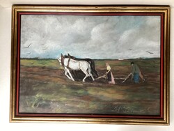 Gyula Sztankó (1900 - 1943), working on the farm.
