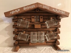 NSZK - HÜTTE - Glass Mug Holder + 6 Glasses - Plastic - 30 x 23 x 5 cm