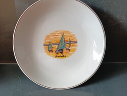 Retro hollóházi porcelán tálka , Balaton emlék