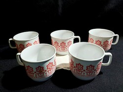 5 pcs old Zsolnay porcelain mugs, cups with tulip pattern