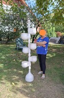 Mónika Laborcz, applied arts, ceramic flower holder, flower stand, modular, detachable, 170cm.