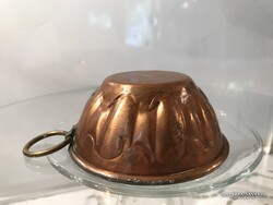 KUGLÓF - SÜTŐFORMA  - RÉZ -  ANTIK - VASTAG - 9 x 4 cm   - HIBÁTLAN