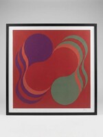 Constructive Geometric Abstract – Fajó Signed Screen Print (74 × 74 cm)