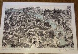Budapest madártávlati/3D térképe fólizázva 50x70 cm