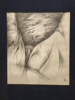 Sándor Kertész: Home Altar - Original, signed female nude graphic (50×40 cm)