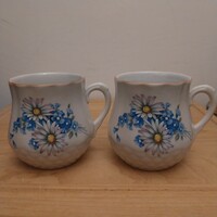 Set of 2 Zsolnay Porcelain Mug with Marguerite Pattern