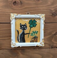 Egyedi mini festmény, sorszámozott-Funny Cat sorozat-kerettel vagy állvánnyal-JM10045