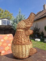 Hand-woven wicker basket, storage, elephant, approx. 60cm.
