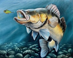 LEÁRAZVA Dabronaki Süllő és csali 40x50 cm olaj-vászon