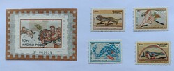 1978 Magyar bélyeg – 51. Bélyegnap, Pannóniai mozaikok, teljes sor + blokk