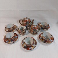 Antik japán Satsuma tojáshéj porcelán kávés/teás készlet gésa/szamuráj mintával