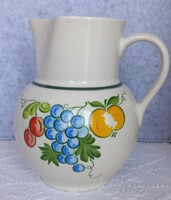 Retro NDK keménycserép jelzett  füles kancsó, 1,8 literes, kézi festésű,  20 cm