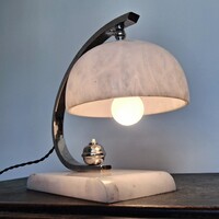 Art deco asztali lámpa felújítva - nikkelezett réz és alabástrom