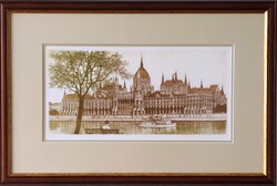 Gaal Domokos – Parliament – Original Copper Engraving, 18.5 × 39 cm