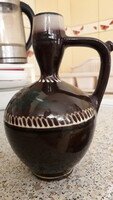 Traditional folk ceramic jug with colored glaze, 20x15 cm