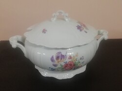 Old Zsolnay floral pattern soup bowl