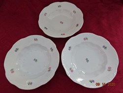 3 pcs Zsolnay Porcelain Deep Plates with Gold Trim and Floral Pattern, Vanneki!