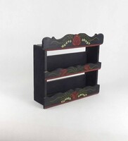Small Historicist Painted Folk Art Shelf with Mug Holder 28.5 x 32.5 cm